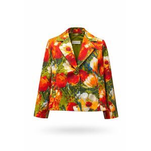 Chico’s Brushstroke Blossom Floral Jacket Blazer Size 1 NWT $99